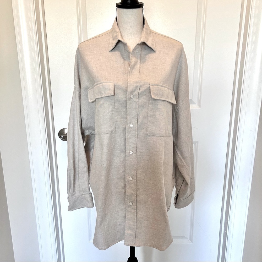 Frank & Eileen McLaughlin Shacket in Oatmeal Beige | XS/S
